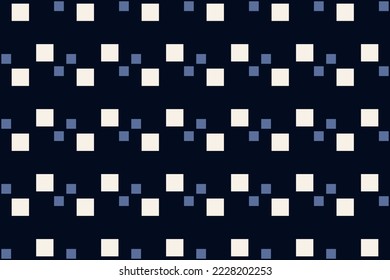 El fondo de diamante impecable estilizado en todo el patrón de forma cuadrada estampado de tela abstracta minimalista estilo gráfico colorido adorno de la cuadrícula. Diseño textil de repetición casual, blanco, azul marino