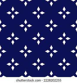 El fondo de diamante impecable estilizado en todo el patrón de forma cuadrada estampado de tela abstracta minimalista estilo gráfico colorido adorno de la cuadrícula. Diseño textil de repetición casual, blanco, azul marino
