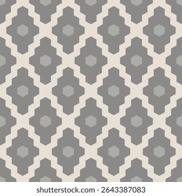 Seamless diamond and cube pattern in light brown and grey