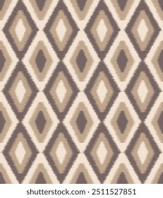 Padrão de Diamante Ikat sem costura, Ikat chevron, padrão étnico, Geométrico tema marrom texturizado fundo padrão.