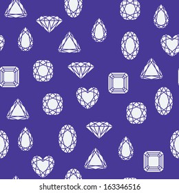 Seamless Diamond And Jewels On Darkblue Pattern Vector Illustration