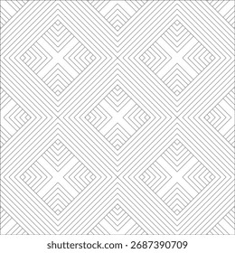 Seamless Diamond Pattern with Black Lines on White Background