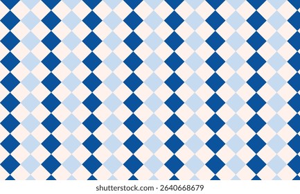Seamless diamond pattern in dark and light blue tones on a white background, ideal for backgrounds, textiles, digital designs, or seasonal decorative themes.