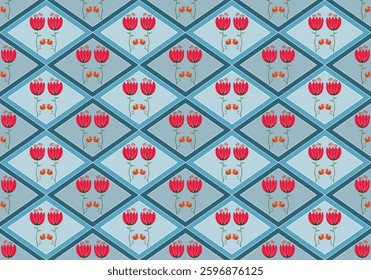 seamless diamond pattern with flowers design for  fabric  wallpaper background textile printing home decoration curtains blanket wrapping phone wallpaper
