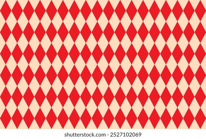 seamless diamond pattern in red and beige colors. Argyle classic fabric design. Diamond or lozenge simple background. geometric vector wallpaper. Venetian rhombus carnival ornament.