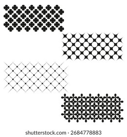 Seamless diamond patterns. Geometric checkerboard Vector. Rhombus grid illustration. Abstract black white design. EPS 10.