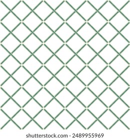 Seamless diamond shape isolated  Grid geometric seamless pattern Vector monochrome background. simple winter green zigzag waves cross square background patterns.