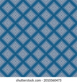 Seamless diamond vibrant contrast blue and white pattern vector background