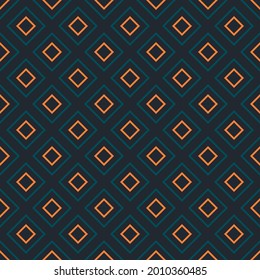 Seamless diamond vibrant contrast teal and orange pattern vector background