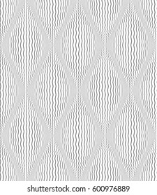 Seamless diamonds op art pattern. Zigzag lines texture. Vector illustration.