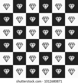 Seamless diamonds pattern, illustration on white and black background, vector file