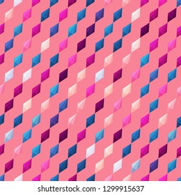 Seamless diamonds pattern. Multicolored background with geometric 3D shapes.