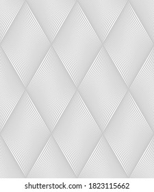 Seamless diamonds pattern with wavy lines texture. Vector art.
