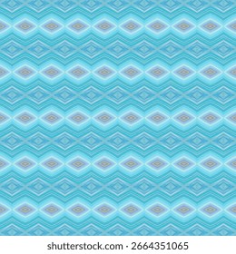 Seamless diamond-shaped turquoise geometric pattern with soft gradients and layered textures, ideal for backgrounds, textiles, and modern digital designs.