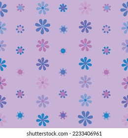 Seamless diaper pattern composed of floral. Blue and purple small flowers are used as elements, suitable for background and wrapping paper design.	