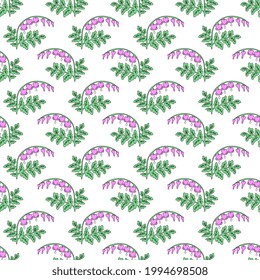 Seamless dicentra vector decorative pattern