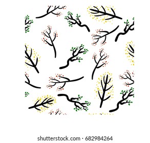 seamless of different branched isolated on white