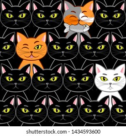 Seamless with different cats (can be repeated and scaled in any size)