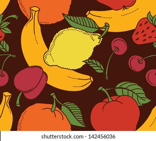 Seamless of different fruits.