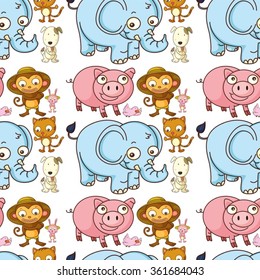 Seamless different kind of animals illustration