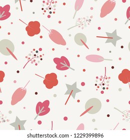 Seamless different kind of kawaii trees pattern pink tone color for wallpaper and background, paper print and fabric business, vector design.