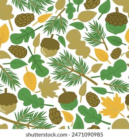 seamless different leaves and fruit pattern