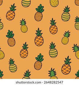 Sem emenda diferente abacaxis padrão design vermelho fundo