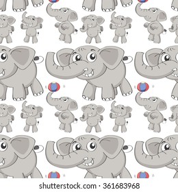 Seamless different post of elephant illustration