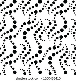 Seamless different size black circle pattern. Stock vector illustration of natural waves for abstract minimal background, textile ornament or wallpaper.