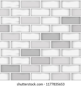 A seamless different white and gray color bricks wall pattern background vector illustration