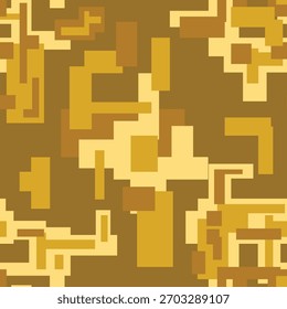 Seamless Digital Brown and Tan Pixel Camouflage Background Pattern