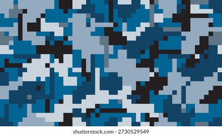 padrão de camuflagem digital sem costura com cor azulada
