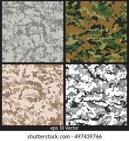 Seamless Digital Camouflage pattern vector