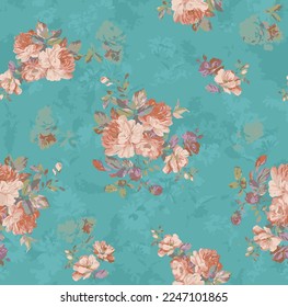 Seamless digital flower and texture background design 