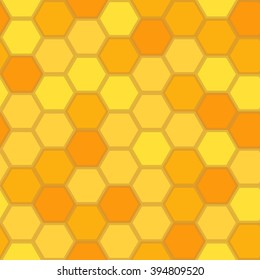 Seamless digital image tile of tessellate hexagons in shades of yellow and orange, forming a honeycomb theme. Vector EPS8