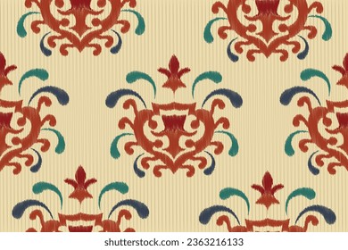 Seamless digital motif patterns woven, embroidered, ikat