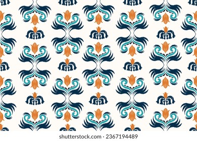 Seamless digital motif patterns woven, embroidered, ikat