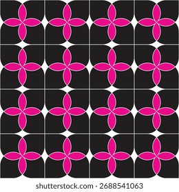A Seamless Digital Pattern with Pink Flowers on a Dark Background.
