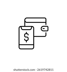 Seamless digital payment solution and connected financial transaction icon