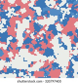 Seamless digital red white and blue fashion camouflage pattern vector