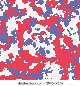 Seamless digital white red and blue fashion camouflage pattern vector