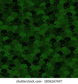 Seamless digital woodland camo vector texture. Military Camoflage fabrics print with sculls. Design texture element for halloween party poster or textile print.