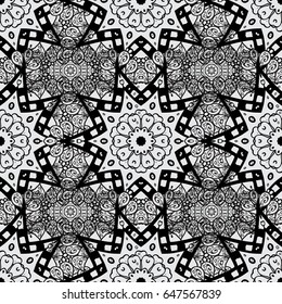 Seamless dim textured curls. Vector dim seamless pattern. Seamless pattern on gray background. Dim elements in oriental style arabesques.