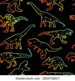 Seamless Dino pattern, print for T-shirts, textiles, wrapping paper, web. Original design with t-rex,dinosaur. grunge design for boys .