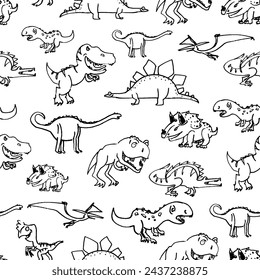 Seamless Dino pattern, print for T-shirts, textiles, wrapping paper, web. Original design with t-rex,dinosaur . grunge design for kids