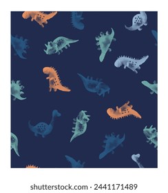 Seamless  Dino pattern, print for T-shirts, textiles, wrapping paper, web. Original design with t-rex,dinosaur . ...