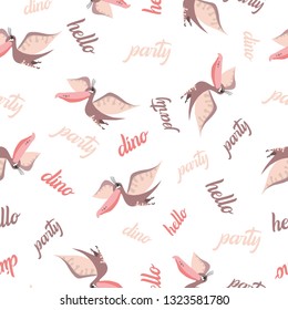 Seamless dinosaur pattern. Animal background with dino. Vector illustration.