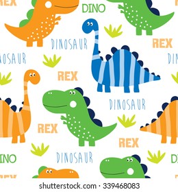 seamless dinosaur pattern vector illustration