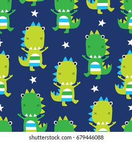 seamless dinosaur pattern vector illustration