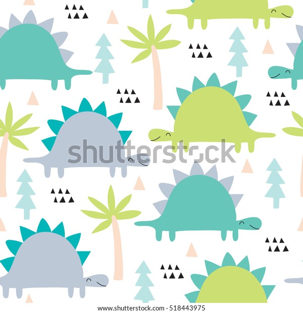 Seamless Dinosaur Pattern Vector Illustration Stock Vector (Royalty ...